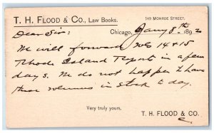 1892 T.H. Flood & Co., Law Books Lawyer Chicago Illinois IL Omaha NE Postcard 