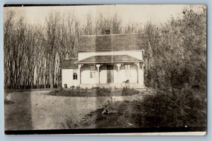 1910 House Scene Trees Delhi Minnesota MN RPPC Photo Posted Antique Postcard