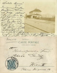 belarus russia, MIKULICZY, Railway Station (1903) RPPC Postcard