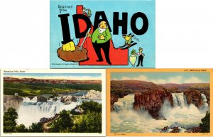 Lot of 3 Vintage Idaho Postcards Shoshone, Twin Falls, Potato