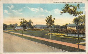 Warren Ohio 1924 Postcard View in Packard park