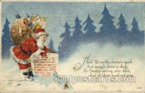 Santa Claus 1919 internal creases, stains on card, postal used 1919