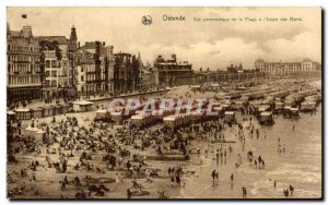 Old Postcard Ostend panoramic view of the Beach has the & # 39Heure baths