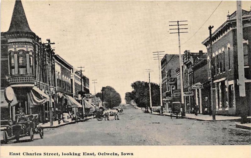 East Charles Street Oelwein Iowa 1910c postcard