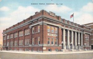 ROCKFORD, IL Illinois        MASONIC TEMPLE          1954 Linen Postcard