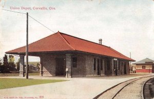 Corvallis Oregon Union Depot Train Station Vintage Postcard AA10161