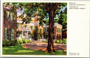Postcard NY Home of Franklin D Roosevelt from Painting by Ruth Perkins Safford