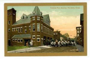 CT - Norwich. Central Fire Station & Apparatus ca 1907