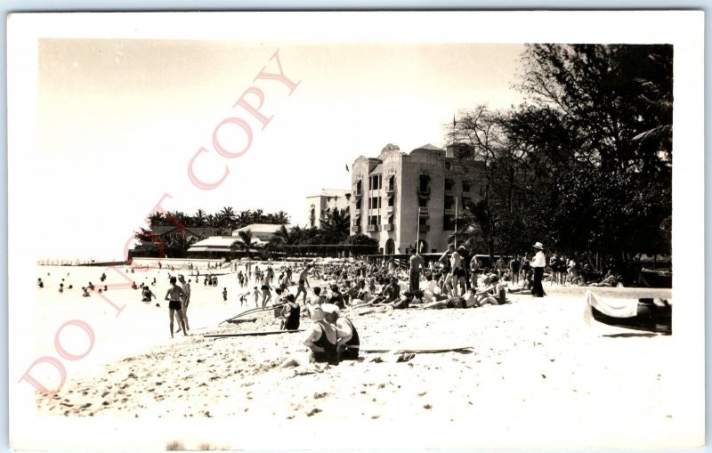 c1940s Waikiki Beach, Honolulu RPPC Royal Hawaiian Hotel Real Photo Resort A127