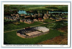 South Bend Indiana IN Postcard Aeroplane View University Of Notre Dame c1930's