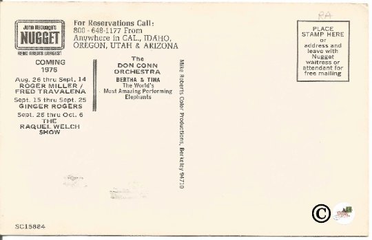 Vintage Postcard, Debbie Reynolds at the John Ascuaga's Nugget in Reno Nevada