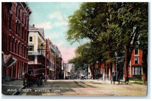 1909 Horse Carriage Scene at Main Street Winsted Connecticut CT Postcard