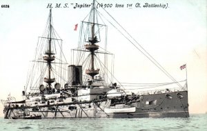 Postcard Royal Navy Battleship HMS Jupiter Great Britain / Ireland  - c1910