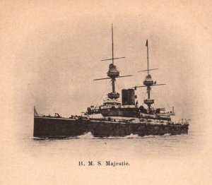 Postcard Royal Navy Battleship HMS Majestic - Great Britain / Ireland c1900s