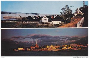 2 Views, Church and Village From Wharf, Kamouraska, Quebec, Canada, 40-60´s