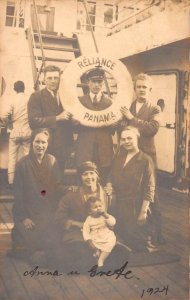 Reliance Panama Steamship People on Ship Deck Real Photo Vintage PC AA53706