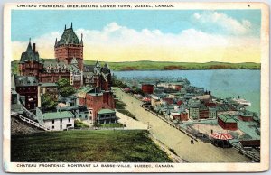 VINTAGE POSTCARD CHATEAU FRONTENAC OVERLOOKING LOWER TOWN QUEBEC 1920s