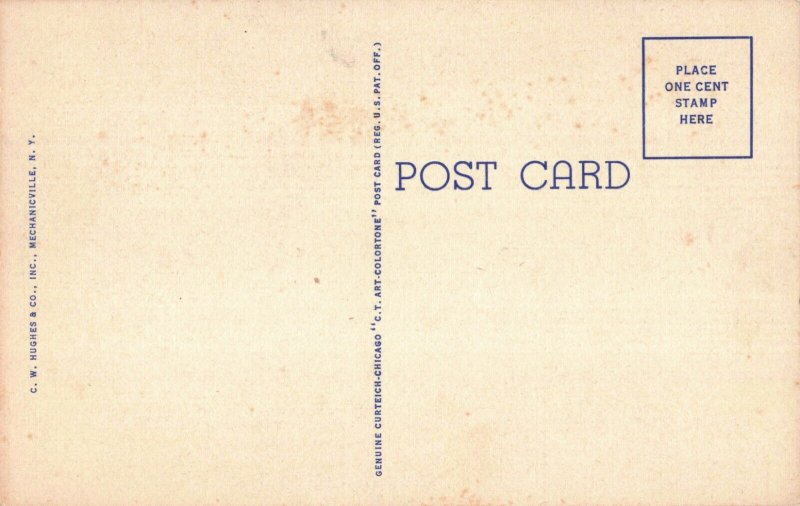 Circa 1940's Post Office, Oneonta, New York Vintage Linen Postcard