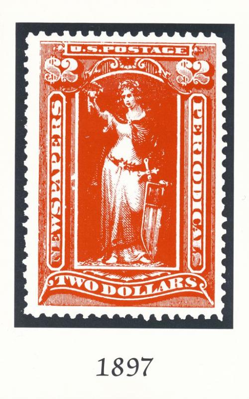 Postcard of 1897 Two Dollar Newspaper Stamp