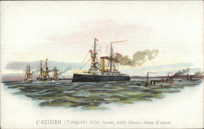 Navy Naval Battleship Country Series c1900 Postcard L'AZIZIEH Turkey