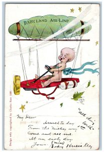 1908 Baby Land Airline Dwig Airship Hagerstown Maryland MD Antique Postcard