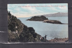 QUEENSLAND, VIEW FROM PINE ISLET SHOWING ROCK ISLAND & PERCY No. 2, 1907 ppc.