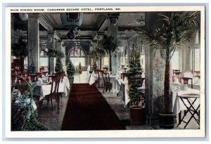 c1920 Main Dining Room Congress Square Hotel Restaurant Portland Maine Postcard