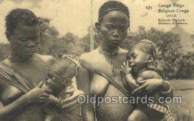 belgian congo, Group of Topless Native Mandibu Women (1920s) Postcard