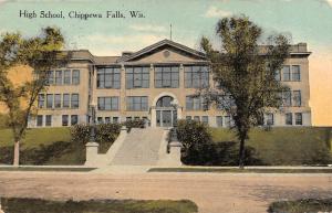 CHIPPEWA FALLS, WI Wisconsin    HIGH SCHOOL  Chippewa County   1916 Postcard