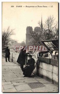 Old Postcard Paris Library Bookstall and Nore Dame