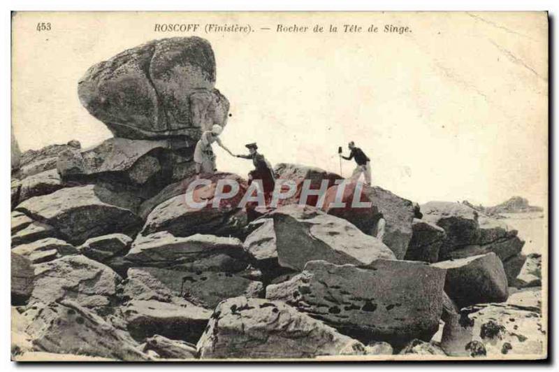 Old Postcard Roscoff Rock of Tete Monkey