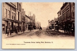 J97/ Barberton Ohio Postcard c1910 Tuscarawas Avenue West Stores 324