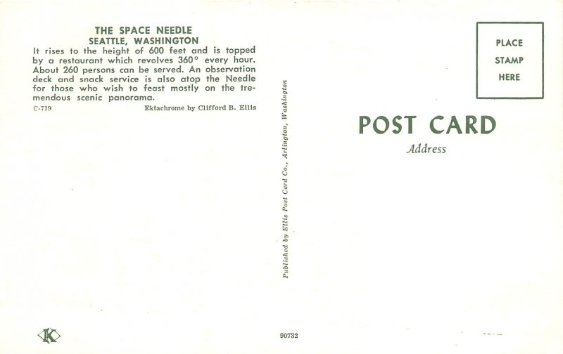 Seattle Washington 1960s Postcard The Space Needle 