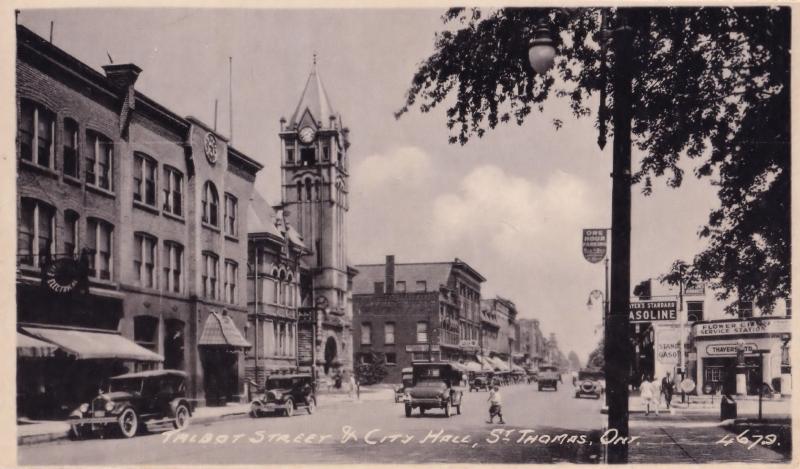 Talbot Street Ontario Flower Service Station Canada Real Photo Postcard