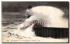 Old Postcard Le Havre Le Phare a Day Storm