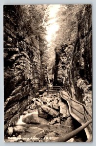 The Flume Gorge Franconia NH Real Photo Postcard Nature Landscape RPPC