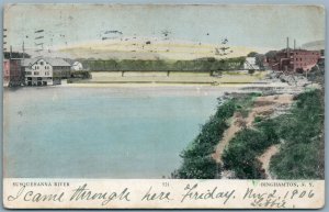 BINGHAMPTON NY SUSQUEHANNA RIVER 1906 UNDIVIDED ANTIQUE POSTCARD