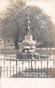 D22/ Lodi Ohio Postcard Real Photo RPPC c1910 Haris Monument Native Indian