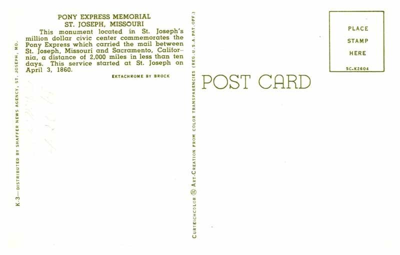 Postcard MONUMENT SCENE St. Joseph Missouri MO AR8853