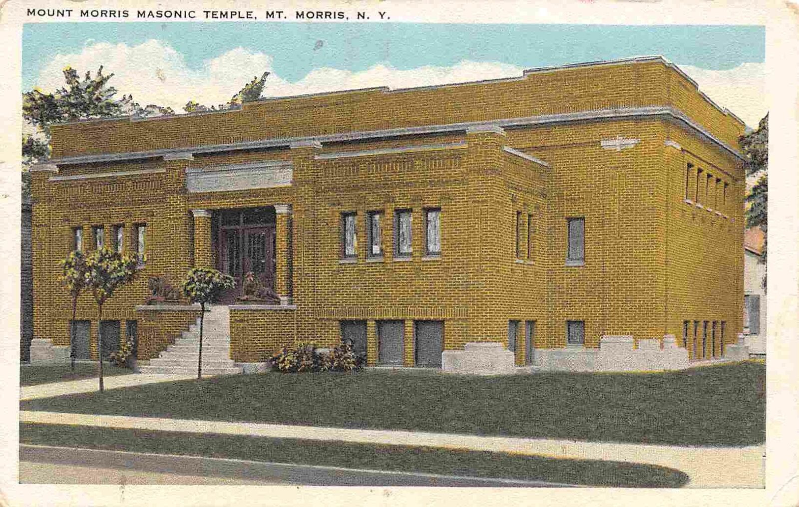 Mount Morris Masonic Temple Mt Morris New York 1947 postcard United States New York Other