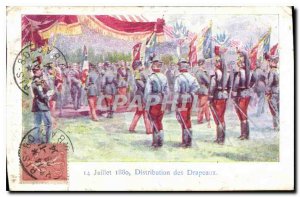 Old Postcard July 1880 Distribution of Flags