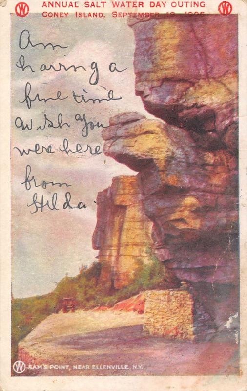 1906 Ellenville NY Postcard with Coney Island Annual Salt Water Day Advertising
