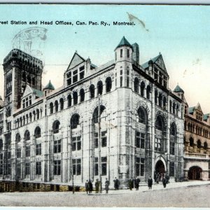 c1910s Montreal Windsor Station Canadian Pacific Railway Postcard Street A40