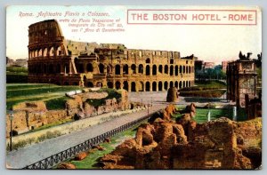 The Boston Hotel  Rome  Italy  Coliseum    Postcard