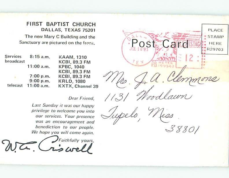 Pre-1980 CHURCH SCENE Dallas Texas TX G3979