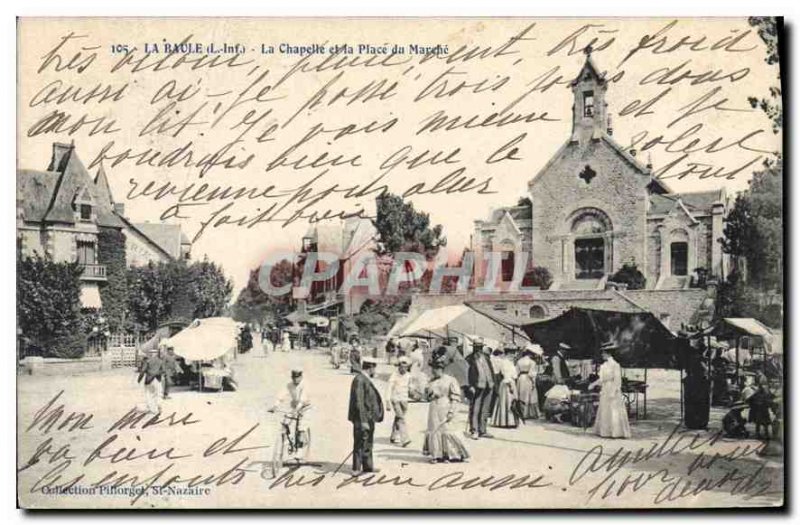 Old Postcard La Baule La Chapelle and Place du Marche