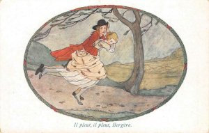 Il pleut, il pleut Bergère Rie Cramer Artist-Signed Bergerettes Vintage Postcard