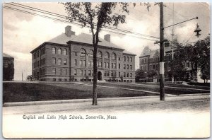VINTAGE POSTCARD SOMERVILLE HIGH & LATIN SCHOOLS AT SOMERVILLE MASS c. 1900s
