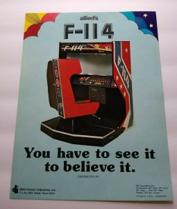 Allied F-114 Arcade FLYER Original Game Art Print Sheet Retro Race Driving 1975