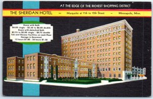 Postcard - The Sheridan Hotel - Minneapolis, Minnesota